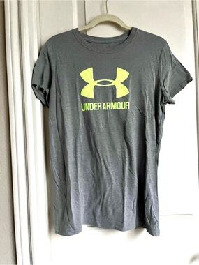 Under Armour Gray Short-Sleeve Tee with Neon Green Logo